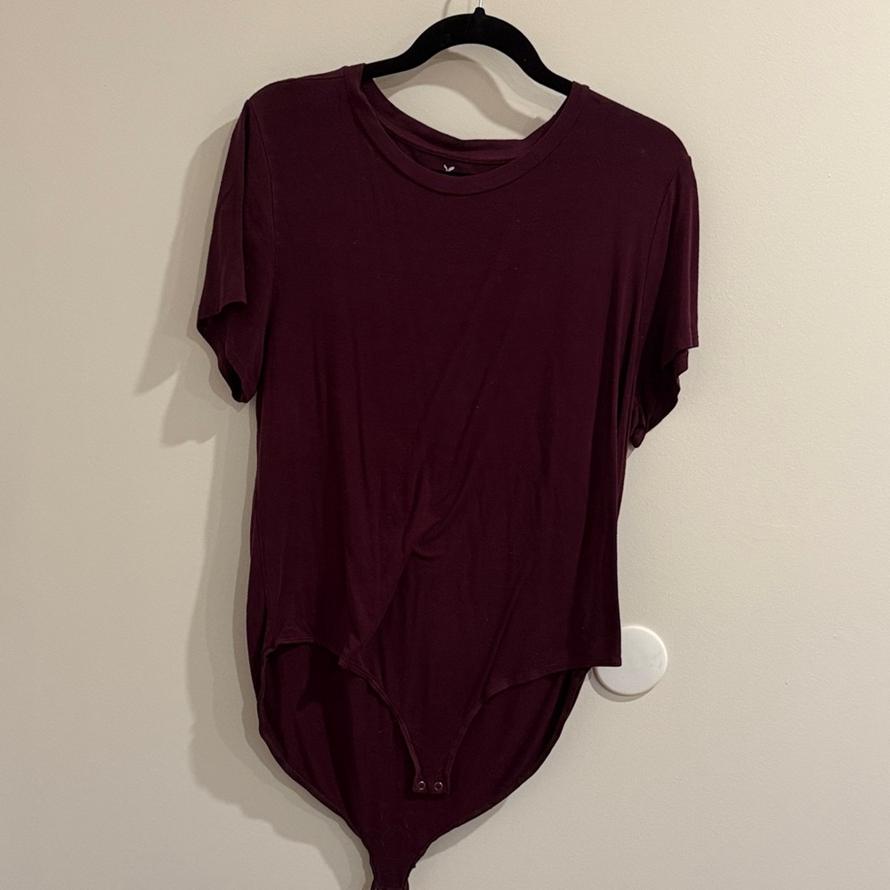 American Eagle Outfitters Burgundy Bodysuit - Super Soft Fabric Viscose